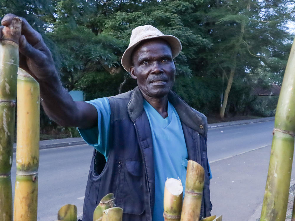 Innocent Agwenyi is a sugarcane vendor who now attends church services by watching TV.