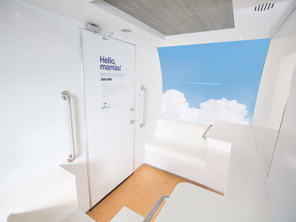 Interior of a free-standing lactation pod