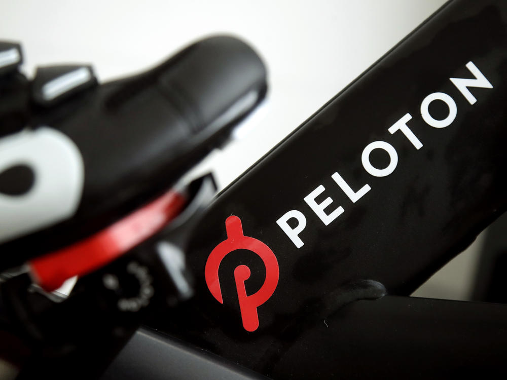 This 2019 file photo shows the logo on a Peloton bike in San Francisco. The company is recalling 2.2 million of its popular bikes due to an issue with the machine's seat post.