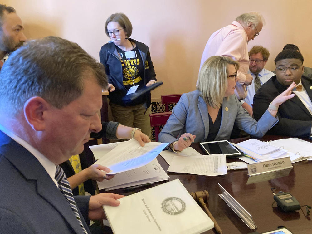 Republican Ohio House Speaker Jason Stephens presides over a Tuesday, May 9, 2023, vote at the Ohio Statehouse in Columbus, Ohio, to send a proposal that would make it more difficult to amend the state's constitution to a Wednesday floor vote.