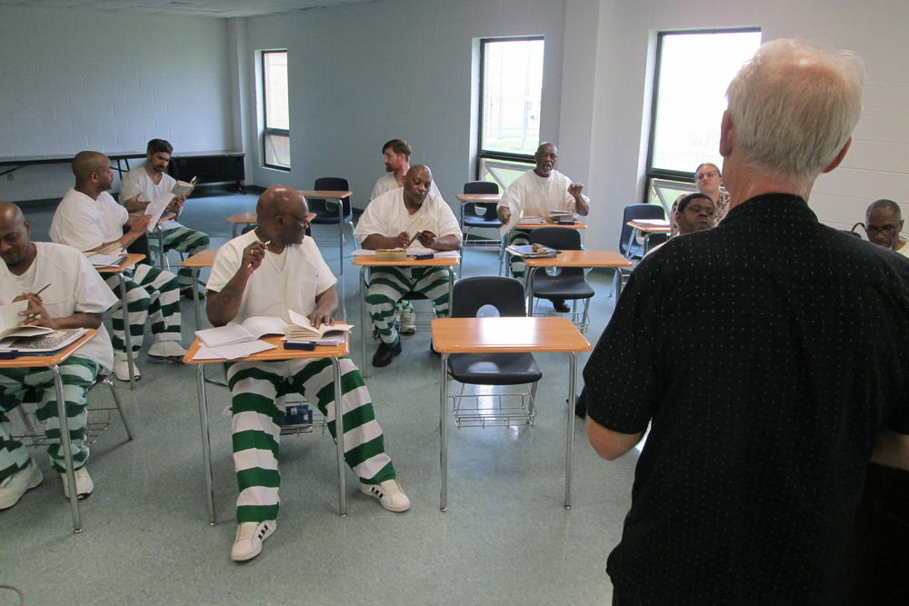Professor Adam Gussow has been teaching his blues literature course for 25 years, but never before inside a prison. 
