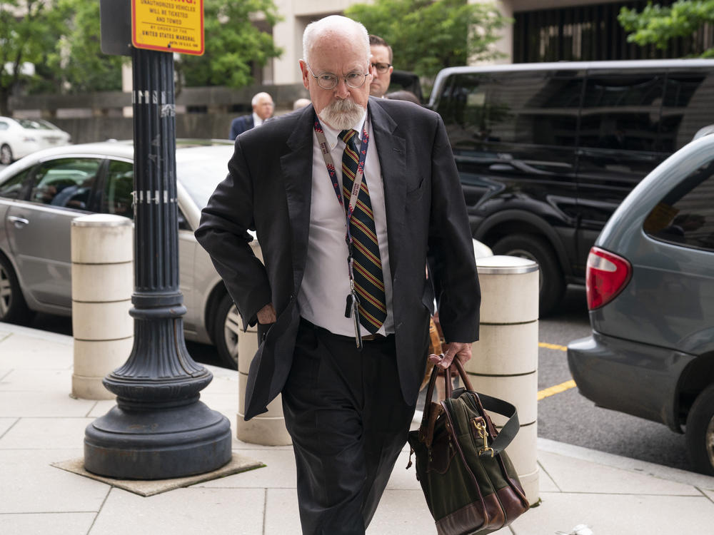 Special counsel John Durham, the prosecutor appointed to investigate potential government wrongdoing in the early days of the Trump-Russia probe, arrives to the E. Barrett Prettyman Federal Courthouse in Washington on May 16, 2022.