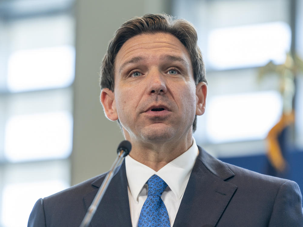 Florida Gov. Ron DeSantis, pictured here on April 21, 2023, signed a slate of bills Monday, one of which bans DEI initiatives in his state's universities.