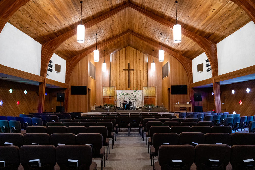 Inside the Church of the Nazarene. When it closed two years ago, it had only about 20 or so people still regularly attending Sunday services.