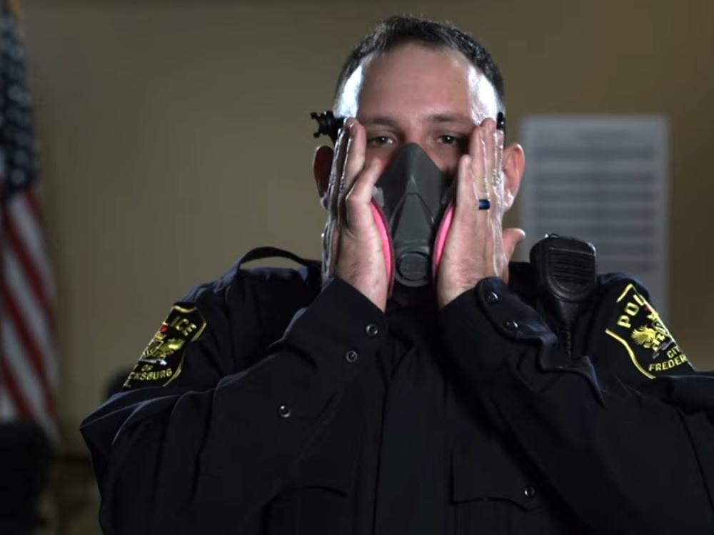 Critics say U.S. government training videos like this one from the Centers for Disease Control and Prevention exaggerate fears of fentanyl exposure among police.