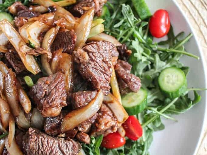 Shaking beef is one of my favorite dishes to make now. Although my mom taught it to me, I feel I've perfected the recipe and made it my own over the years.