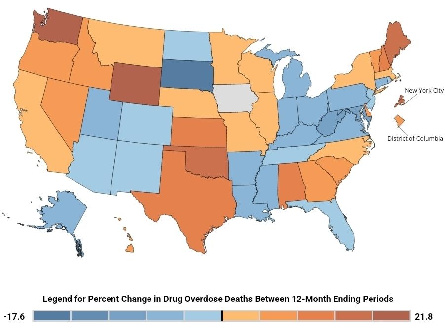 Preliminary data from the Centers for Disease Control and Prevention shows some states reduced drug deaths in 2022 by up to 7 percent.  But other states saw surges in fatal overdoses of 10-20 percent.