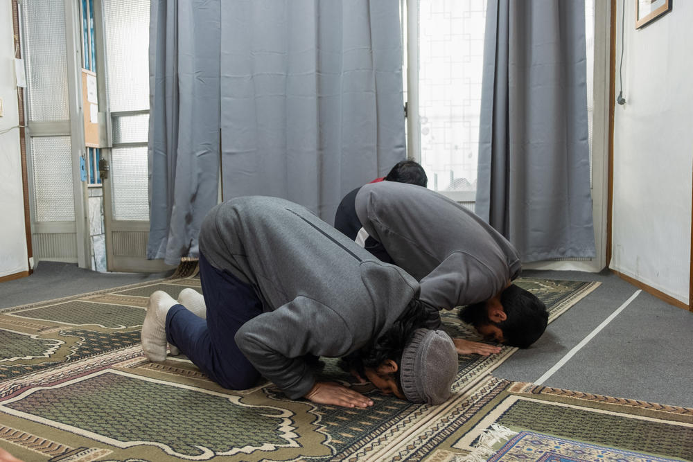Muslims at afternoon prayers at the Dar ul Emaan Islamic Center in Daegu, South Korea. The center was established in 2014, but Muslims, most of whom study at a nearby university, have been trying to construct a mosque on the site since 2020.