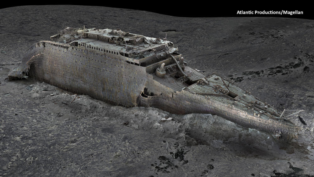 Scientists were able to map the entirety of the shipwreck site, from the Titanic's separated bow and stern sections to its vast debris field.