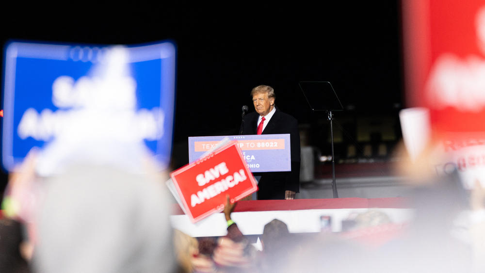 Former President Donald Trump speaks during a campaign rally in support of J.D. Vance, then a GOP Senate candidate, on Nov. 7, 2022.