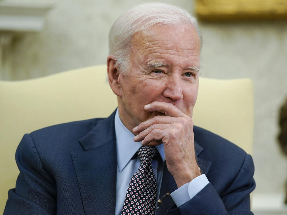 President Joe Biden listens as he meets with House Speaker Kevin McCarthy of Calif., to discuss the debt limit in the Oval Office of the White House, Monday, May 22, 2023, in Washington.