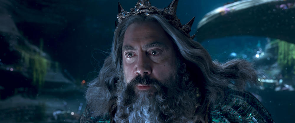Javier Bardem as King Triton in Disney's live-action <em>The Little Mermaid.</em>