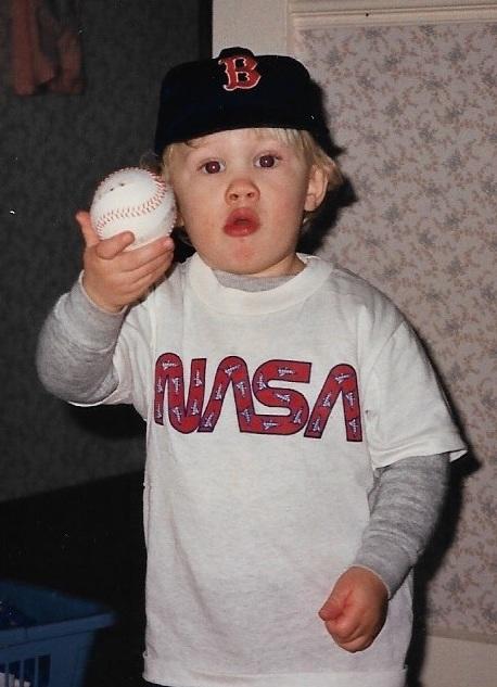 Josh plays with a baseball in 1989.