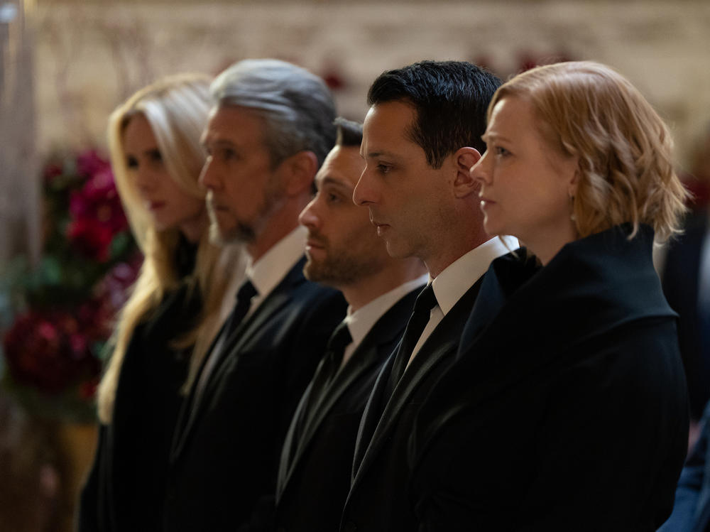 Justine Lupe, Alan Ruck, Kieran Culkin, Jeremy Strong and Sarah Snook in <em>Succession.</em>