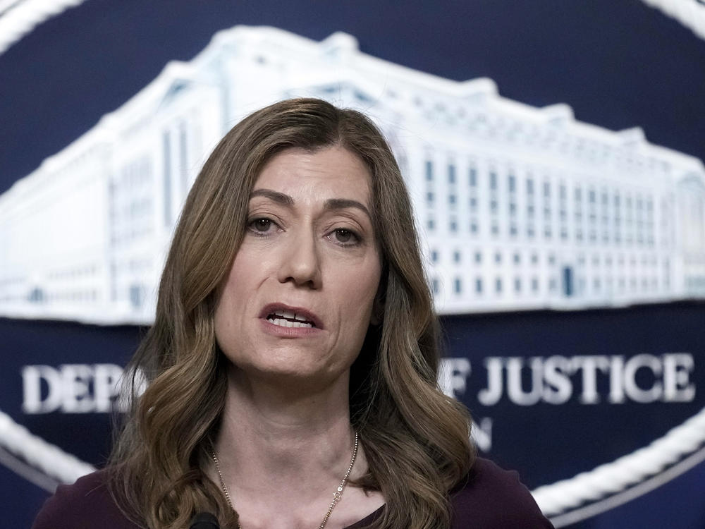 U.S. Drug Enforcement Administration chief Anne Milgram speaks during a news conference in April. On Friday, the DEA announced it will strip one of the nation's largest drug distributors of its license to sell highly addictive painkillers after determining it failed to flag thousands of suspicious orders at the height of the opioid crisis.