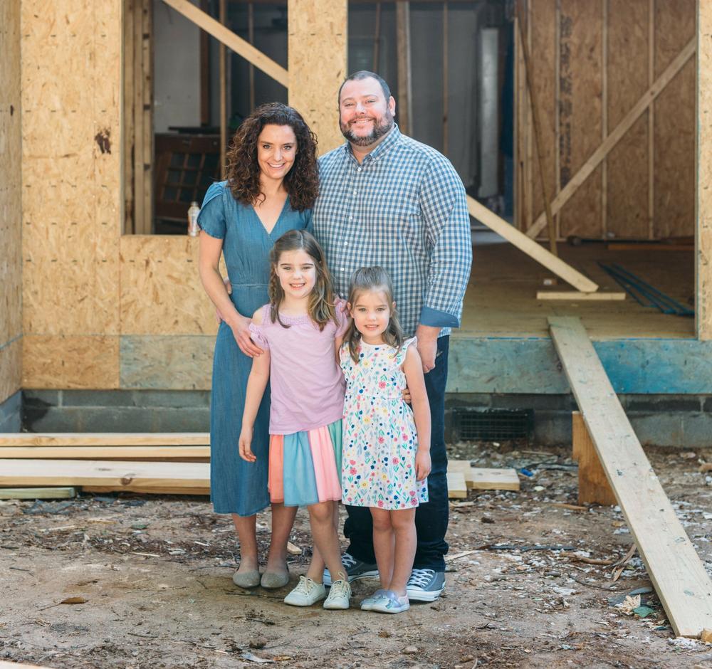 The Todd family during a home renovation in May 2020.