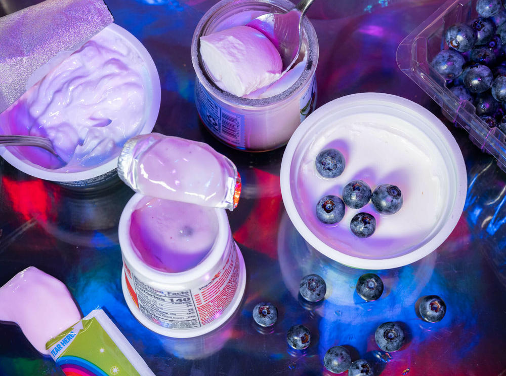 Even yogurts can be ultra-processed, containing sugars and other additives. Instead of choosing pre-flavored yogurts (left), try adding your own fruit to plain Greek yogurt (right), which is high in protein.