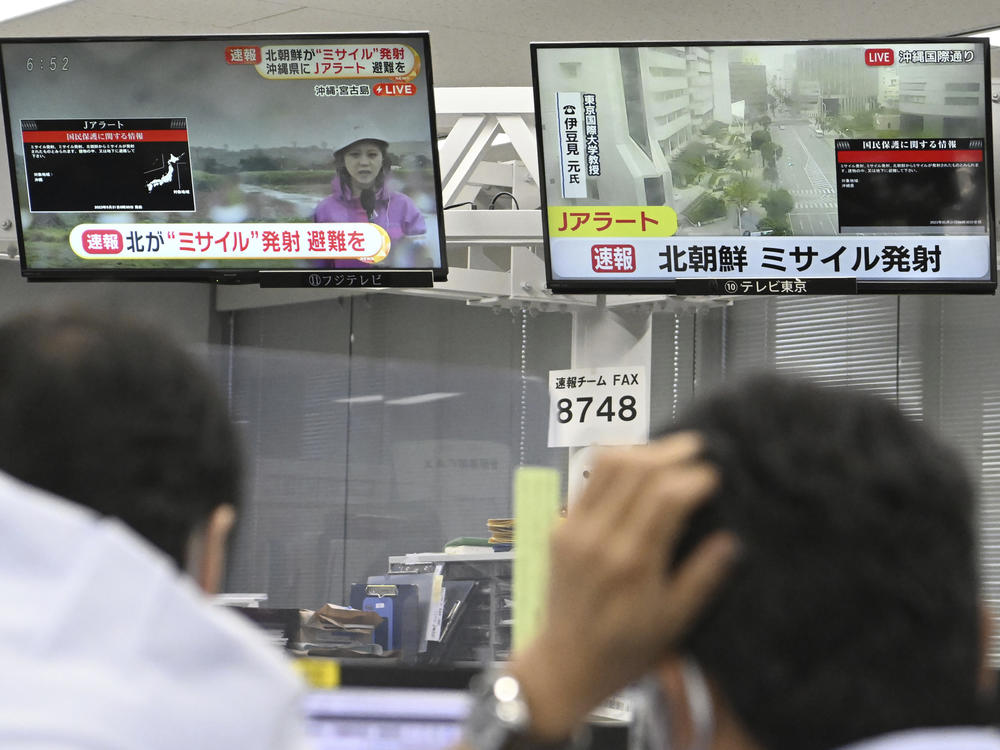 TV show news flash about North Korea's missile launch in Tokyo Wednesday, May 31, 2023. South Korea's military says North Korea has launched a purported space-launch vehicle after announcing a plan to put its first military spy satellite into orbit.