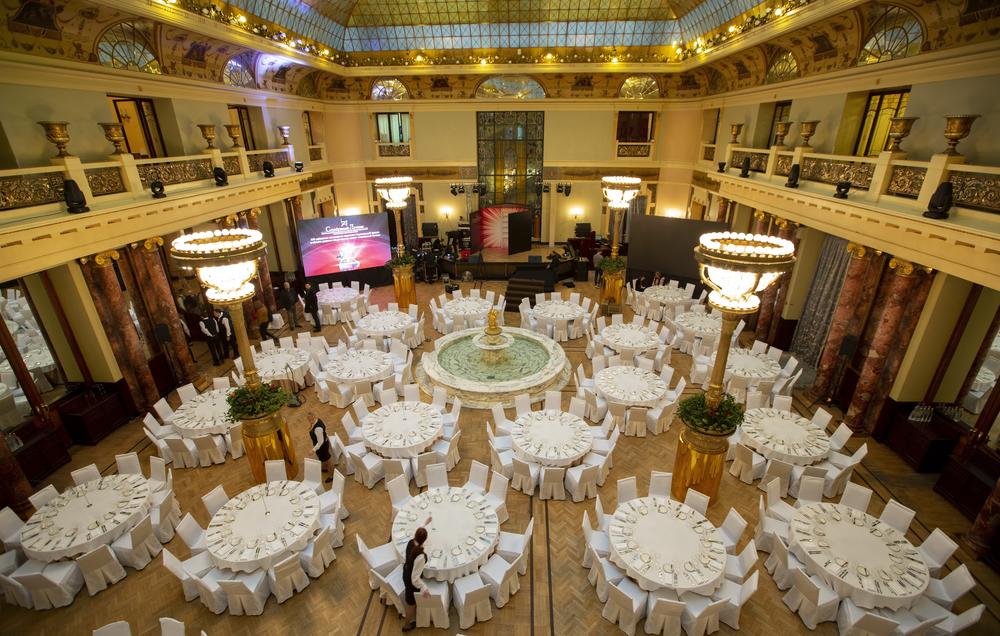 This 2019 photo shows the main dining room inside Moscow's iconic Metropol Hotel, just a short distance from the Kremlin.