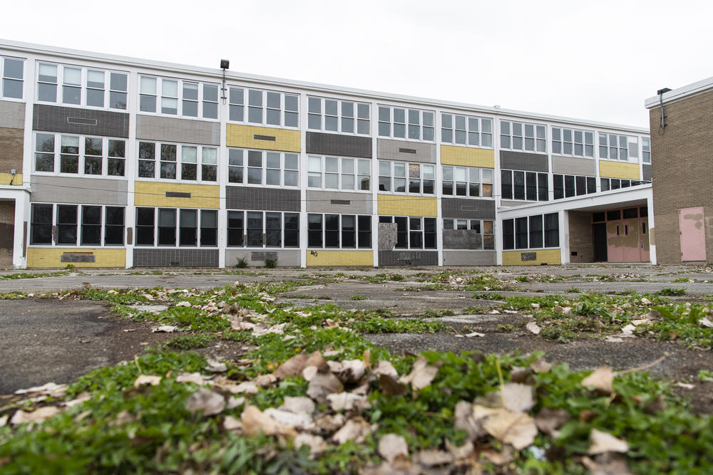 The former Granville T. Woods Math & Science Academy Elementary School was one of the 50 Chicago public schools closed in 2013. Woods, across the street from the Smith family home on Chicago's South Side, is one of 26 school buildings that remain vacant and unused 10 years after the closings.