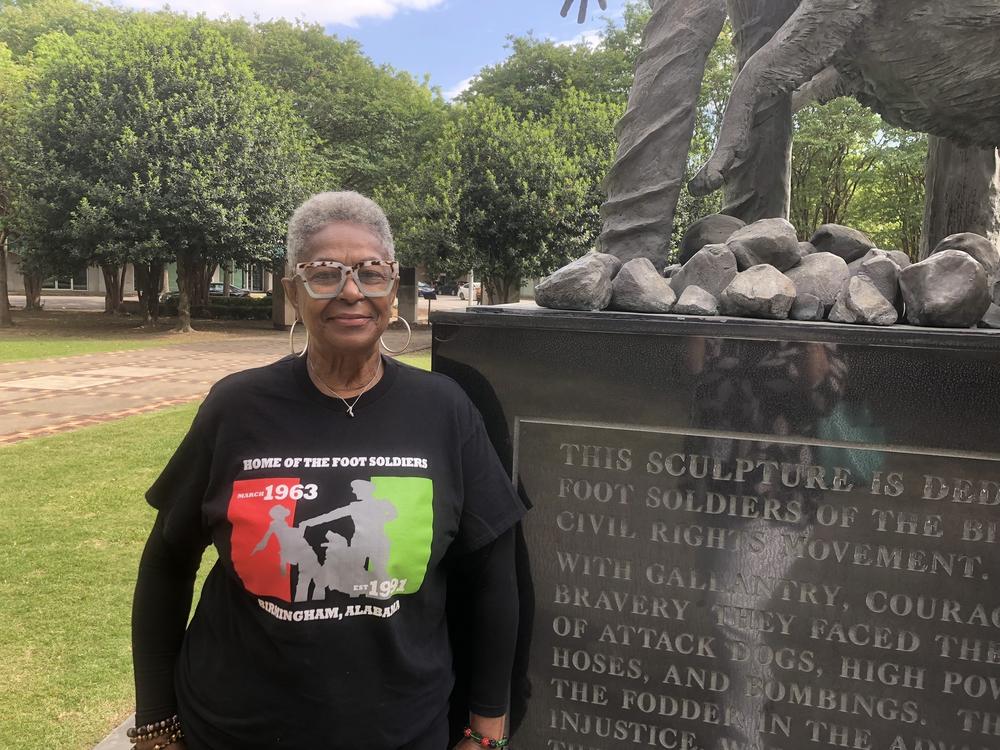 Foot soldier Paulette Roby stands in Birmingham's Kelly Ingram Park, one of the sites where students peacefully marched in the Spring of 1963 demanding equal rights.