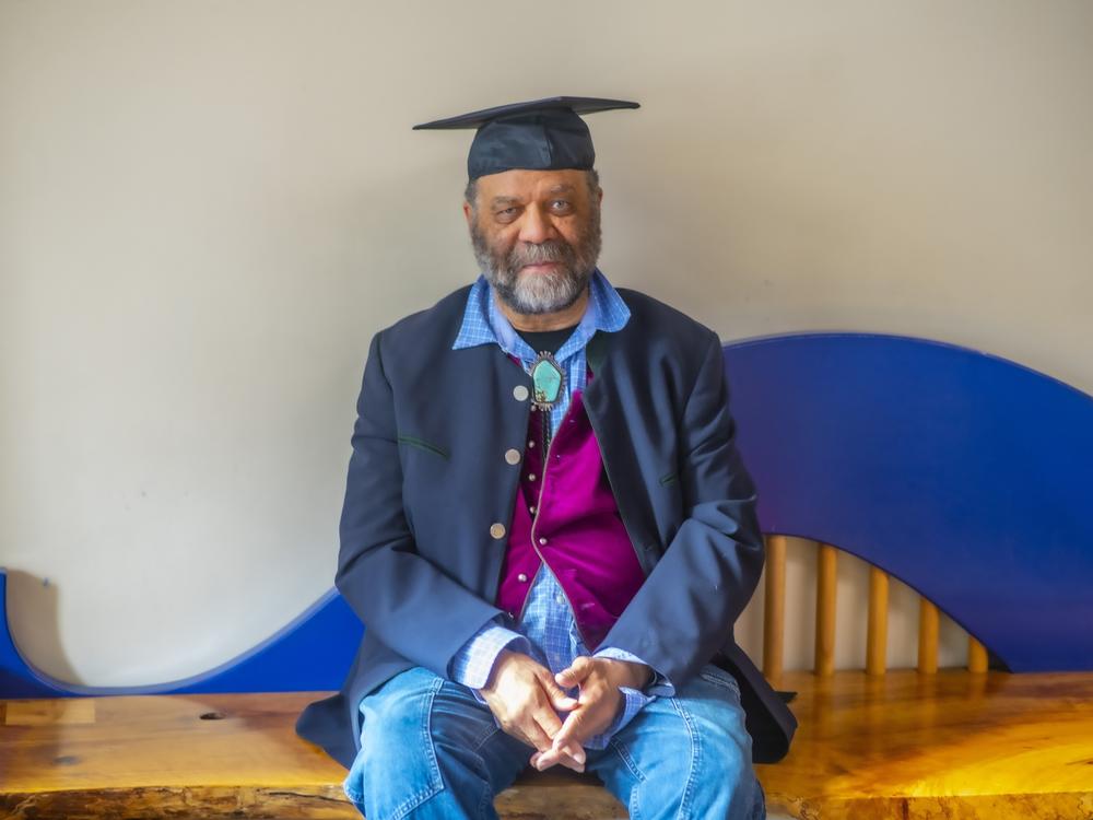 Otis Taylor at his belated graduation in May, 2023.