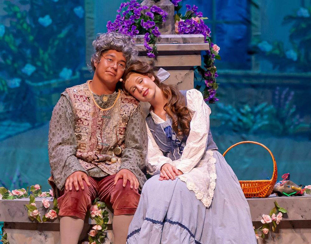 Erik Martinez and Shelby Brown in New Albany High School's production of Disney's <em>Beauty and the Beast </em>in New Albany, Ind. The show tied for fifth place (with <em>The Little Mermaid) </em>in the full-length musical category.