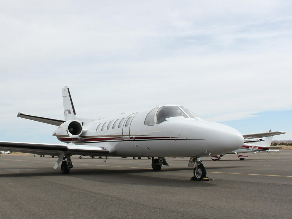 A 2005 Cessna Citation Bravo is pictured parked at the airport in Santa Fe, N.M.