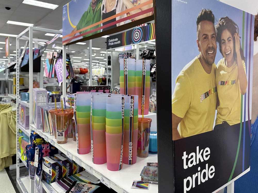 Pride month merchandise is displayed at a Target store on May 24 in Nashville, Tenn. Longtime Pride sponsors like Bud Light and Target have come under attack by conservatives for their LGBTQ-friendly marketing.