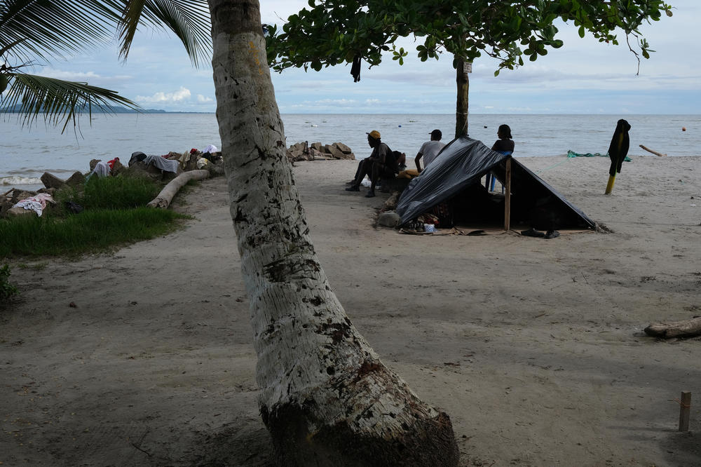 A view of the Necoclí beach where mainly Venezuelan migrants are staying.