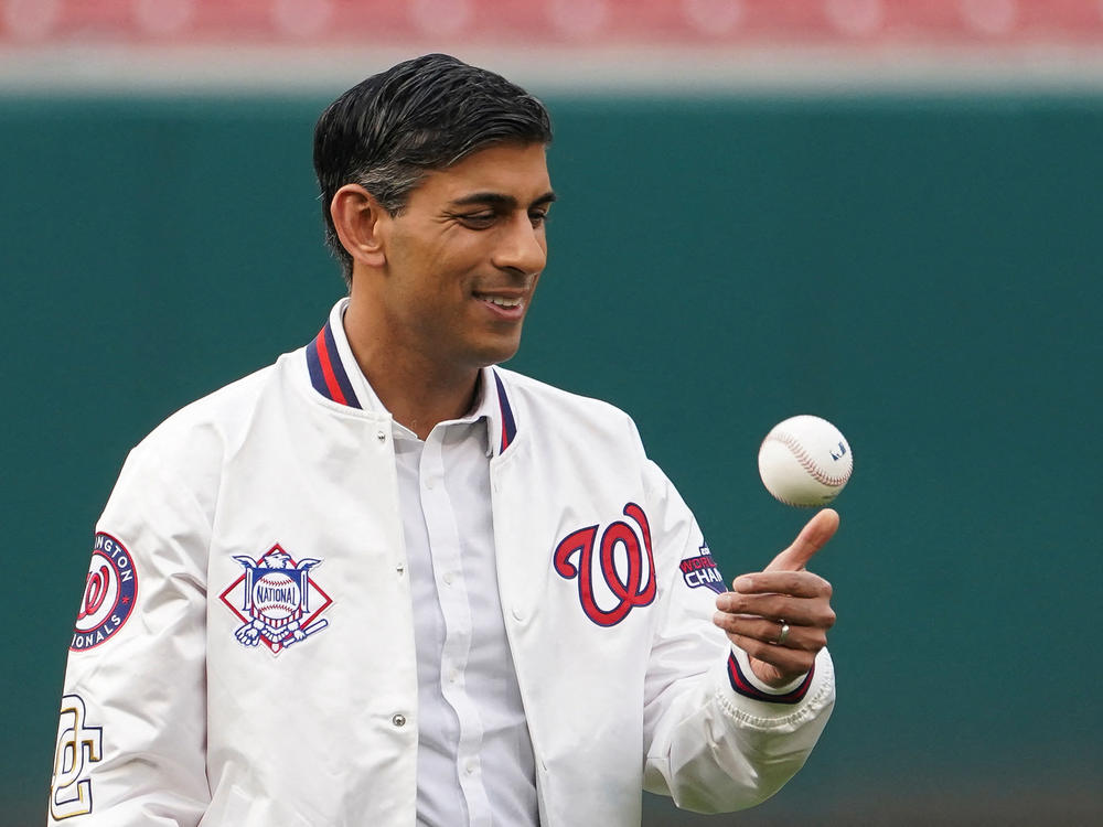 Britain's Prime Minister Rishi Sunak appeared as a guest at a Washington Nationals baseball game on Wednesday.