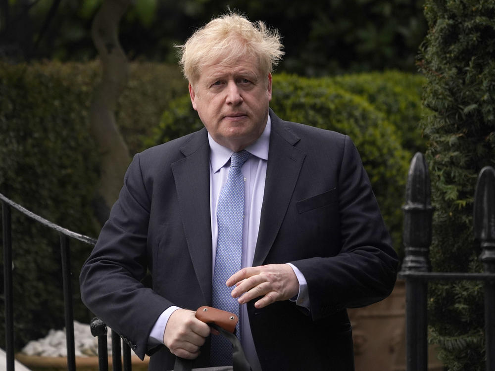 Boris Johnson leaves his home in London on March 22. The former prime minister shocked Britain on Friday by quitting as a lawmaker after being told he will be sanctioned for misleading Parliament.