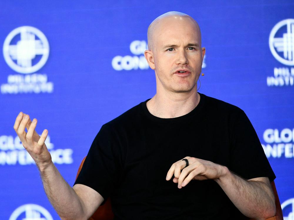 Brian Armstrong, CEO and Co-Founder of Coinbase, speaks during the Milken Institute Global Conference on May 2, 2022 in Beverly Hills, Calif. Coinbase has vowed to fight the SEC's lawsuits.