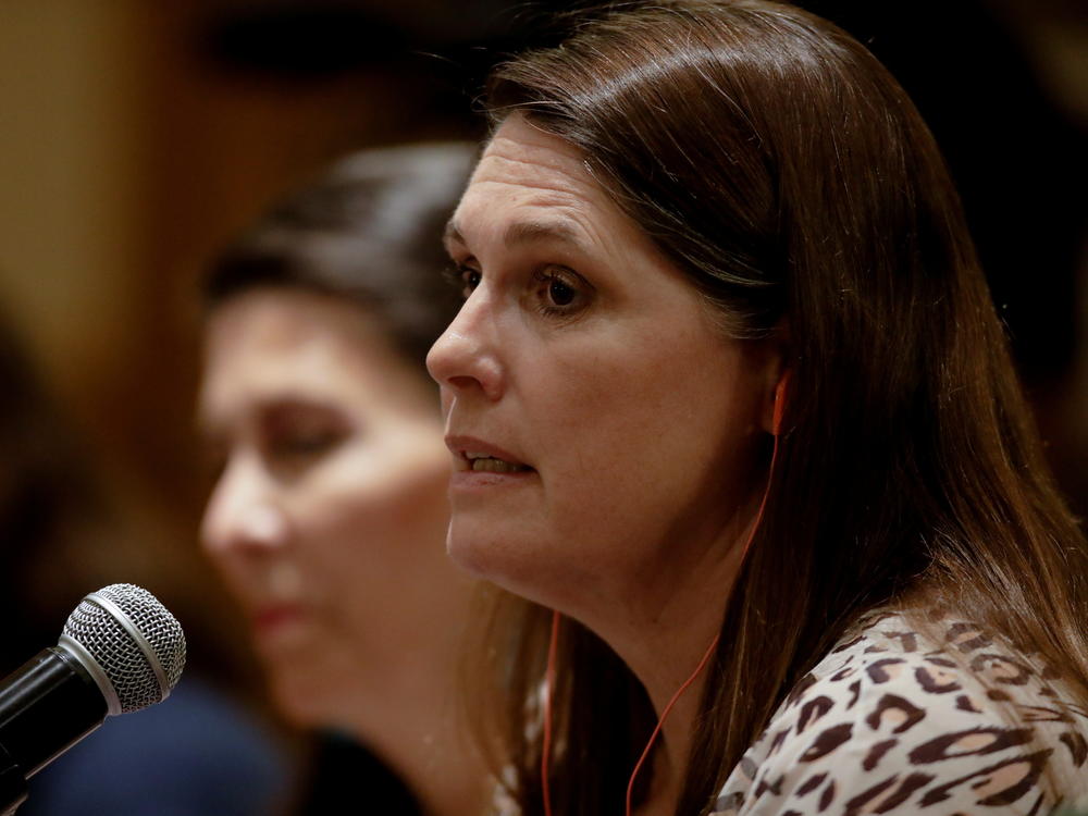 Arizona state Rep. Stephanie Stahl Hamilton, a Democrat and Presbyterian minister, speaks at a news conference in San Pedro Garza García, Mexico on May 27, 2022.