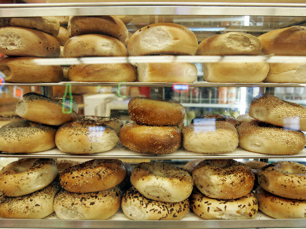 Bagels on display at Katz's Delicatessen in Manhattan.