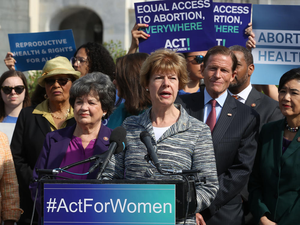 Democratic Sen. Tammy Baldwin in Washington, D.C., in 2019. Her state of Wisconsin now has near total ban on abortion under an 1849 law.