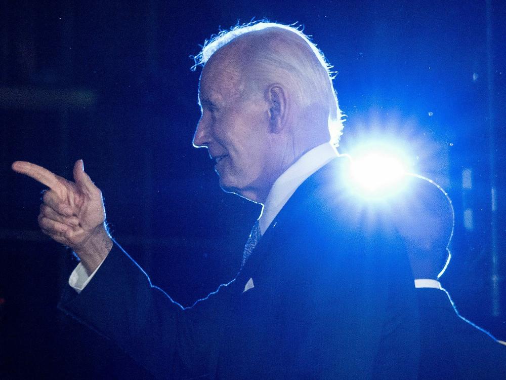 President Biden gestures after speaking at a Juneteenth concert on June 13.