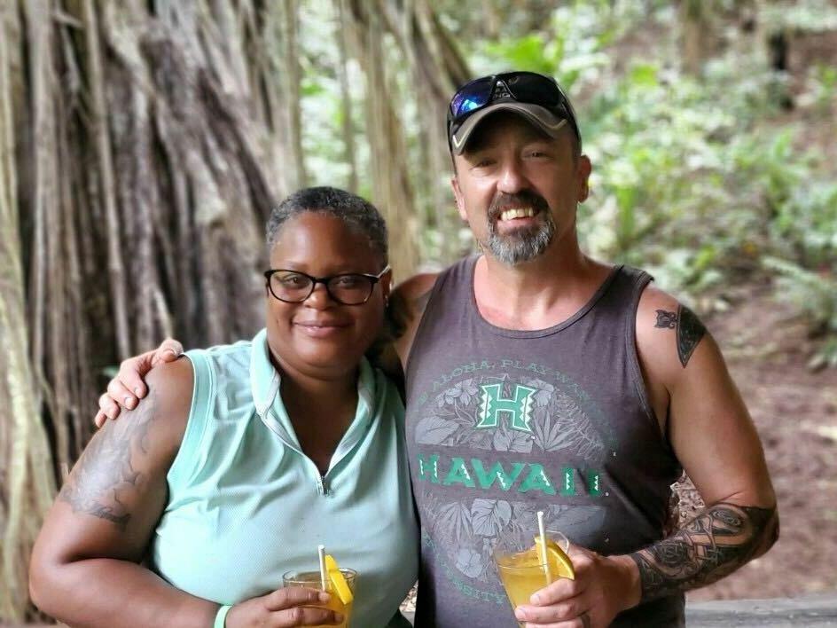 Duane and wife Patrice on a rare getaway in Hawaii this week, where <em>Morning Edition</em> producer Chad Campbell reached him.