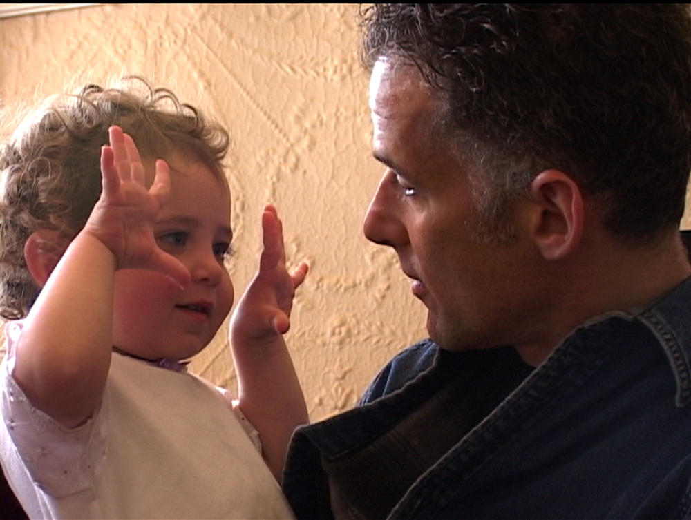 Ella Rosenblatt on her second birthday with her dad, Jay Rosenblatt.