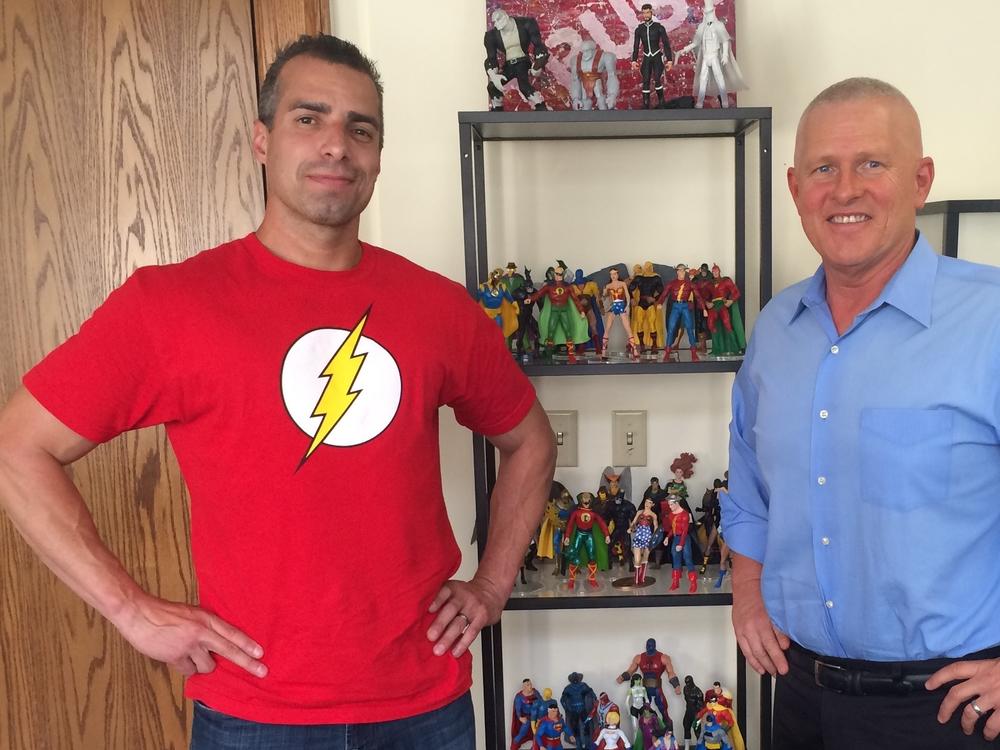 A Martinez with then LA City Council member Mike Bonin. The Morning Edition host occasionally brings his super fandom to field interviews and office visits.