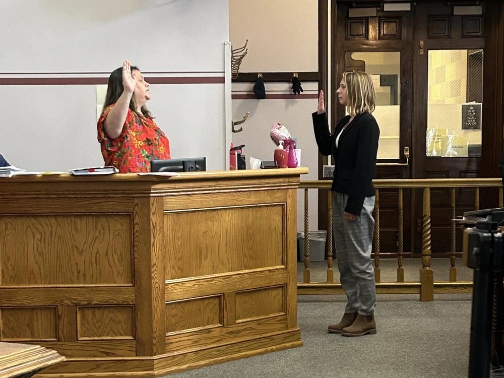 Eva Lighthiser, 17, is sworn in to take the stand last week during the first day of a youth-led legal challenge of Montana's climate policies.