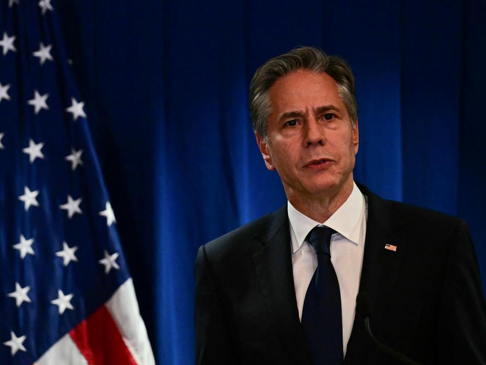 US Secretary of State Antony Blinken speaks during a press conference at the Beijing American Center of the US Embassy in Beijing on June 19.