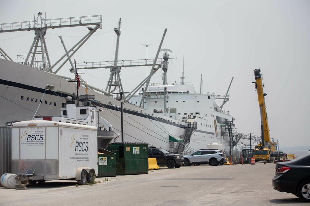 The Savannah has been moored in a Baltimore port since 2008. Last fall, its nuclear reactor was removed as part of its decomissioning.