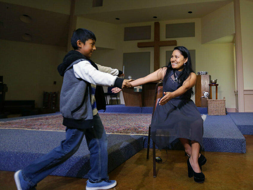 Hilda Ramirez and her son, Ivan, in 2017 at St. Andrew's Presbyterian Church in Austin, Texas, where they have been living for close to eight years.