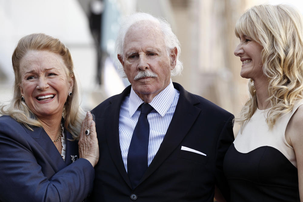 Diane Ladd, left, Bruce Dern and Laura Dern pose after all received stars on the Hollywood Walk of Fame in Los Angeles in 2010.