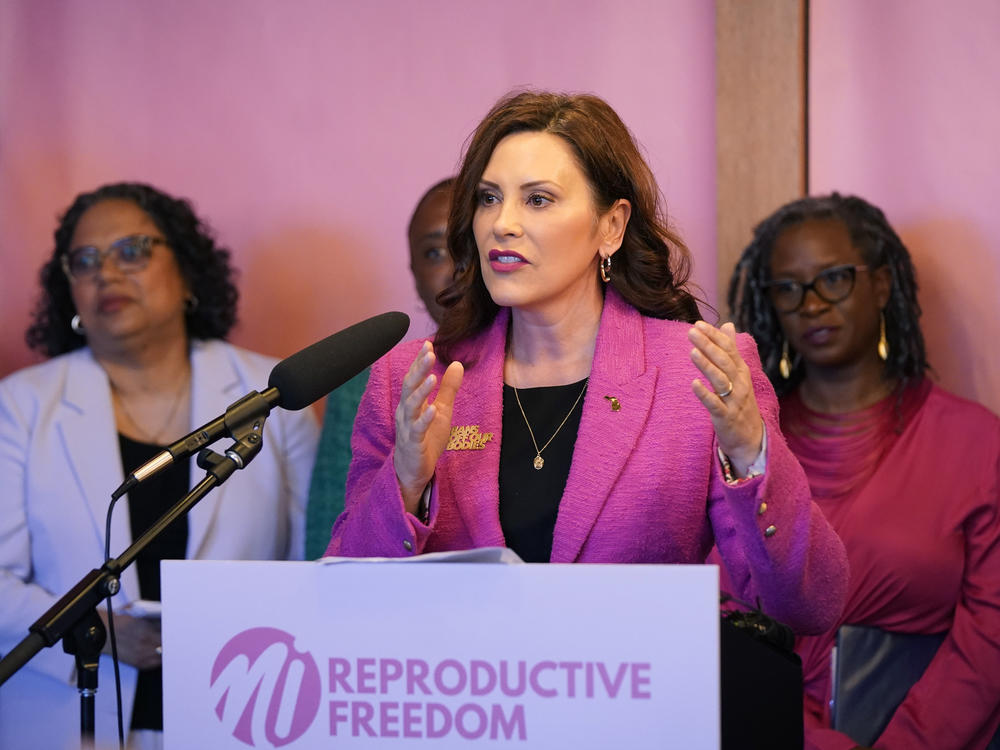 Michigan Gov. Gretchen Whitmer discusses abortion rights on April 5, 2023 — an issue she says motivated voters in her state in the 2022 midterm elections.