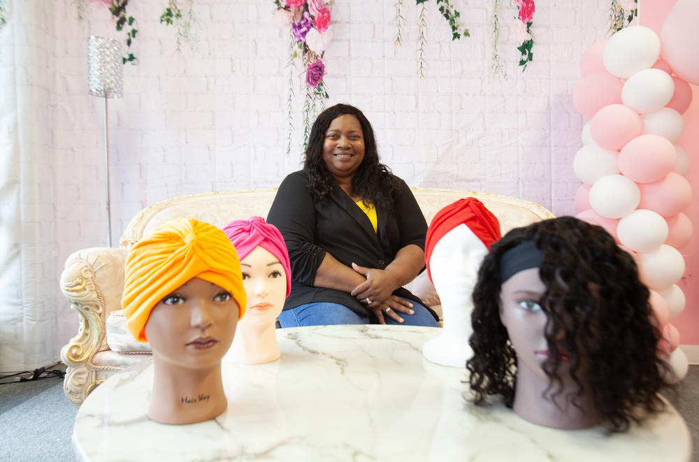 Kristie Fields recently opened a nonprofit store to provide low-cost supplies, including wigs, to cancer patients around Suffolk, Virginia.