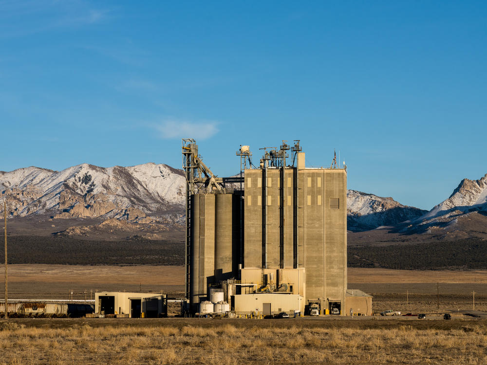 The Smithfield feed processing mill producing food for nearby hog-raising farms in Milford, Utah.