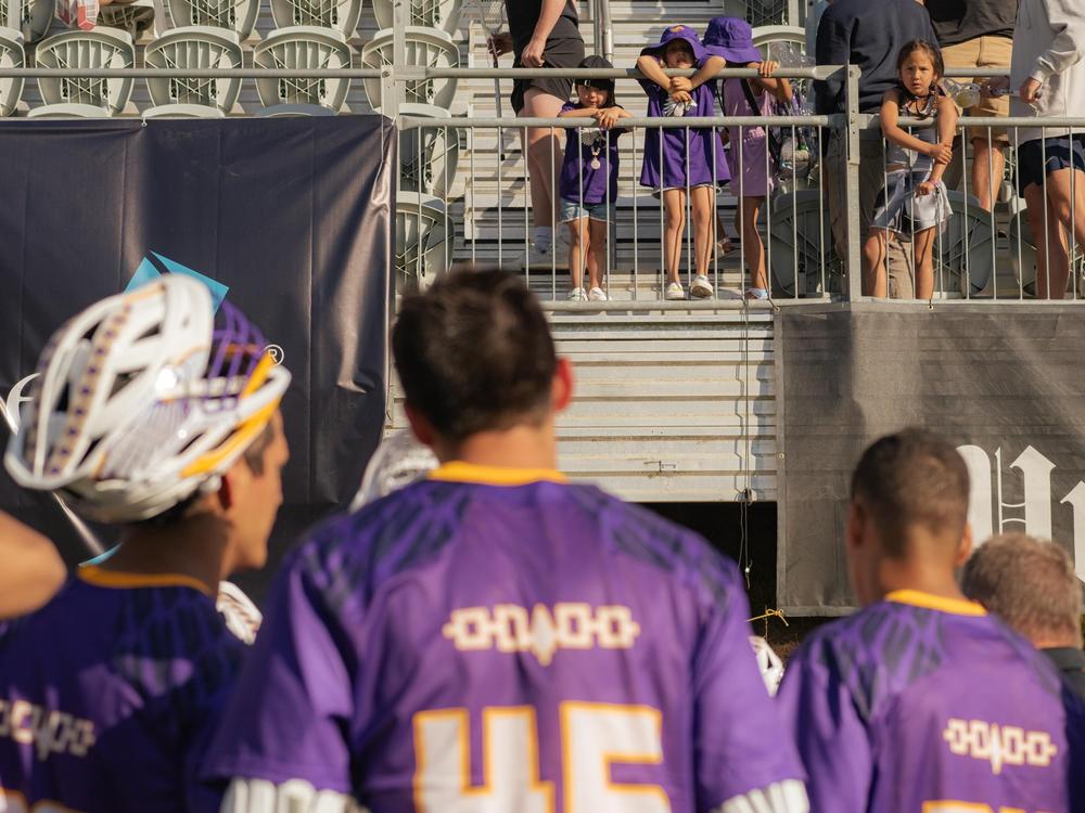 Young Haudenosaunee Nationals supporters after the England match on June 23, 2023, at Torrero Stadium in San Diego, Calif.
