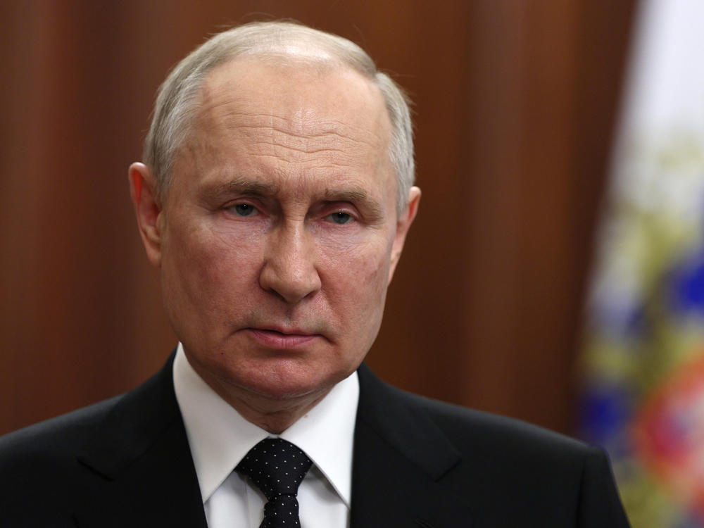 Russian President Vladimir Putin addresses the nation on Saturday after Yevgeny Prigozhin, the owner of the Wagner Group military company, called for armed rebellion and reached the southern city of Rostov-on-Don.